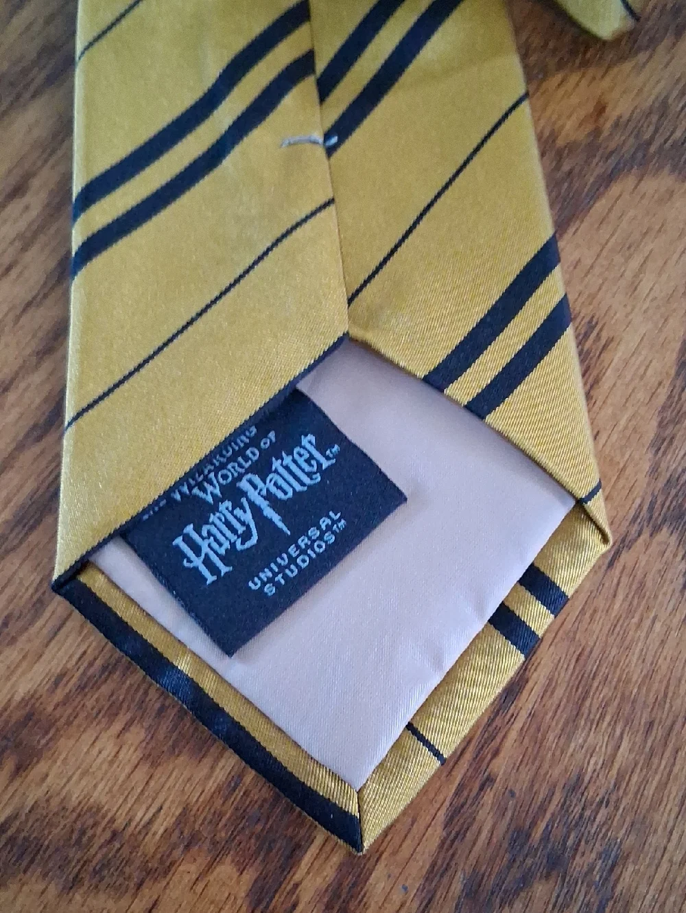 Harry Potter Hufflepuff House Gold Black Stripe 100% Silk Neck Tie